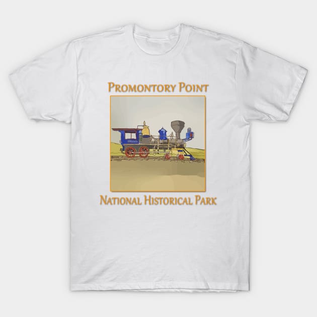 Steam Engine at Promontory Point National Historical Park in Utah T-Shirt by WelshDesigns